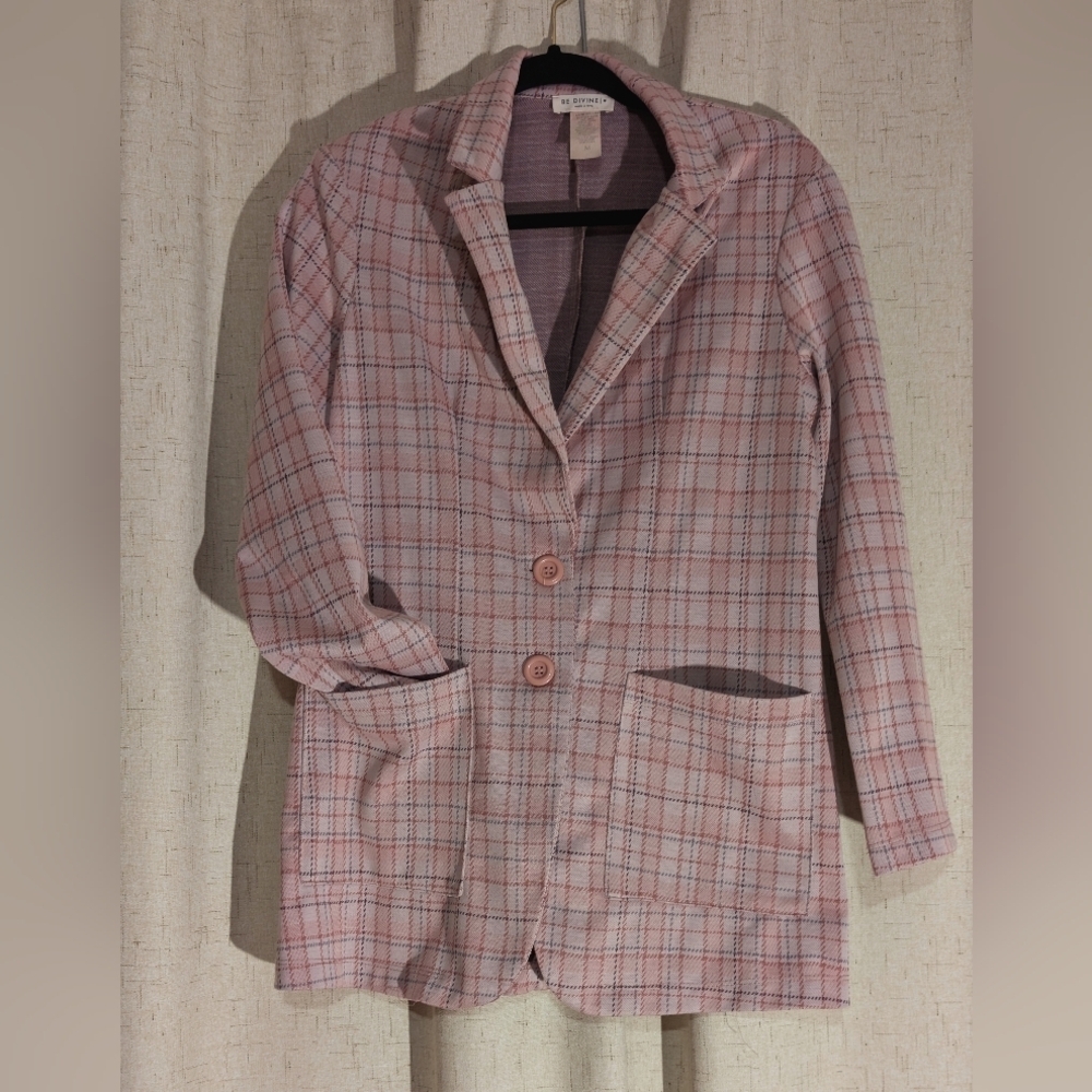 Plaid Aesthetic Pink Women's Blazer